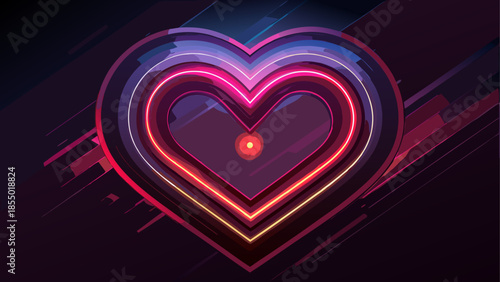Glowing neon heart shape on dark background