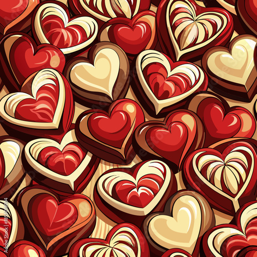 Colorful heart shaped chocolates for valentine's day