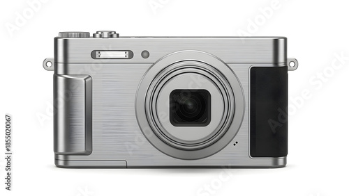Sleek silver compact digital camera for capturing high-quality photographs, ideal for travel, everyday moments, and professional imaging needs
