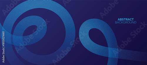 Abstract glowing lines on blue background. Geometric stripe line art design. Modern blue lines pattern. Background with Wave Rainbow Ribbons