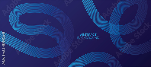 Abstract glowing lines on blue background. Geometric stripe line art design. Modern blue lines pattern. Background with Wave Rainbow Ribbons