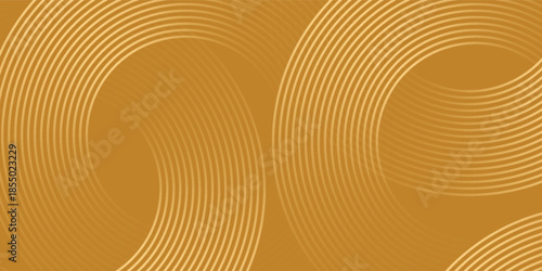 Stylish abstract background featuring golden concentric circular lines intertwined on a warm brown backdrop. The design creates a harmonious sense of motion and symmetry