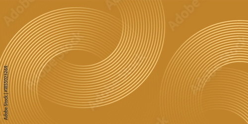 Stylish abstract background featuring golden concentric circular lines intertwined on a warm brown backdrop. The design creates a harmonious sense of motion and symmetry