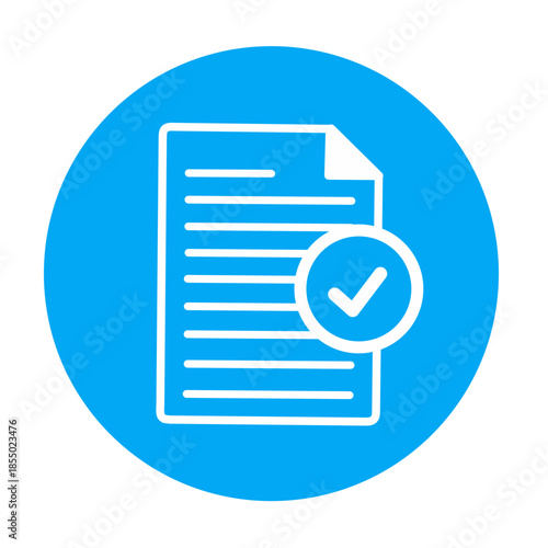 file with checkmark icon. Approved document icon