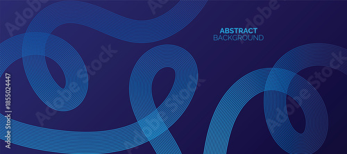 Abstract glowing lines on blue background. Geometric stripe line art design. Modern blue lines pattern. Background with Wave Rainbow Ribbons