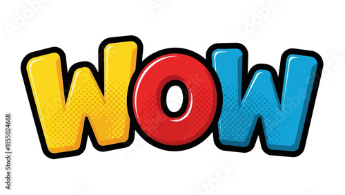 Bright and Bold Wow Text Illustration.