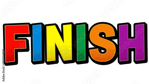 Colorful Finish Word Logo Design on White Background.