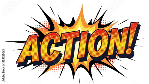 Dynamic Action Comic Book Style Text Burst Graphic.