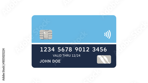 Modern illustrative depiction of a secure payment card featuring contactless technology for streamlined digital transactions and online banking