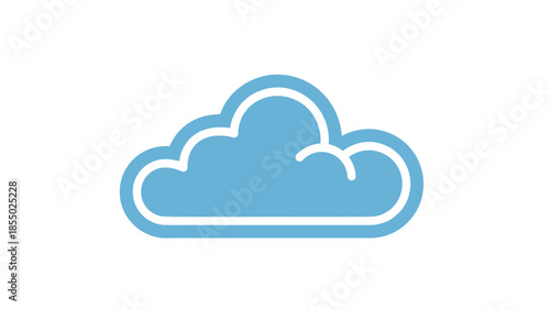 Minimalist blue cloud icon representing online data storage, computing, network services, and digital technology concepts