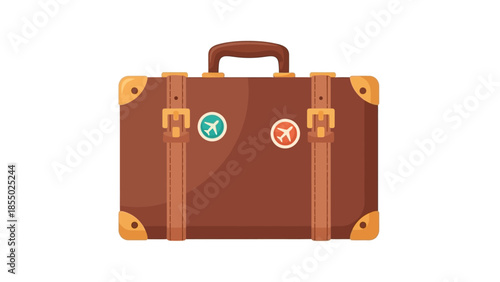 Classic brown travel suitcase illustration, symbolizing adventure, vacation, and exciting global journeys