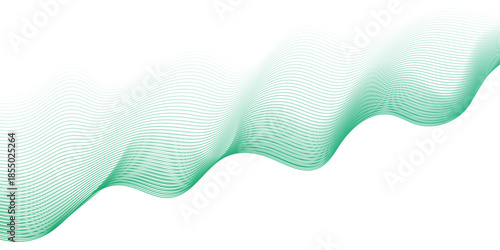 Abstract green gradient line technology business wavy background. minimal paper waves flow line. minimal paper grid web smooth line. digital vector web soundwave pattern texture.