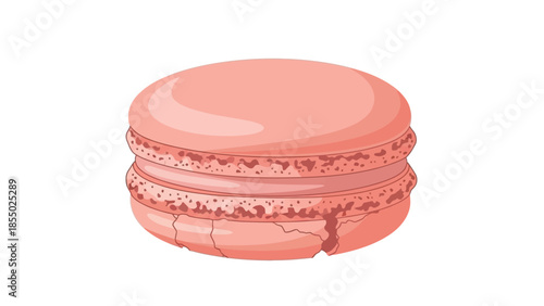 Pink Macaron Pastry Isolated on White Background, French Dessert Icon