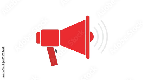 Vibrant Red Megaphone Icon Broadcasting Important Announcements and Marketing Messages