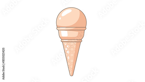 A delicious vanilla ice cream cone on a white background, perfect for summer treats