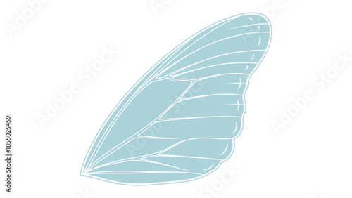 A delicate and beautiful translucent pale blue fairy wing with intricate vein details, a symbol of magic and fantasy