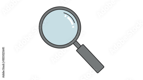 Magnifying glass isolated on white background, simple illustration for design