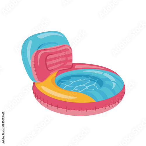 An inflatable colorful pool chair, perfect for relaxation and leisure.