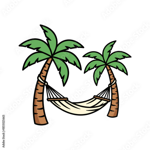 Relaxing in a hammock strung between two palm trees. 