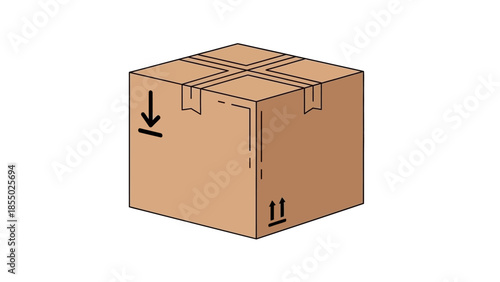 Illustrated shipping carton with secure packaging tape and delivery symbols, ready for efficient transport or storage