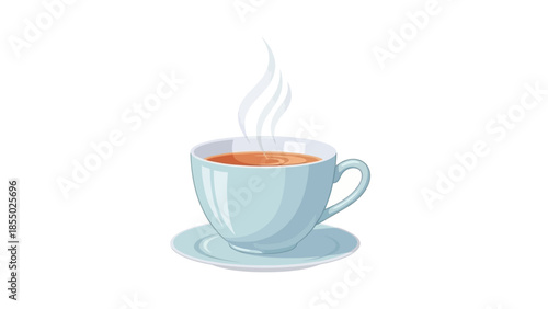 Hot cup of tea with steam rising, refreshing beverage, perfect for a relaxing break