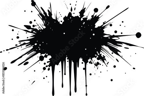 Dynamic black ink splatter vector abstract artistic experiment splash