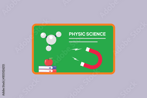 School subject physical science. School Subject Concept. Colored flat vector illustration isolated