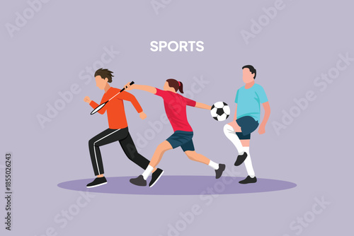 School subject sports. School Subject Concept. Colored flat vector illustration isolated
