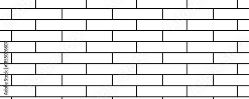 Seamless Abstract Brick Wall Texture in Black and White Vector Illustration Style for Architectural and Graphic Design Use.