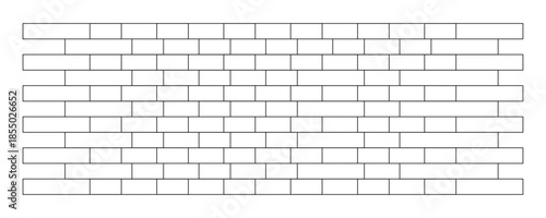 Seamless Abstract Brick Wall Texture in Black and White Vector Illustration Style for Architectural and Graphic Design Use.