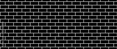 Seamless Abstract Brick Wall Texture in Black and White Vector Illustration Style for Architectural and Graphic Design Use.