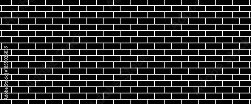 Seamless Abstract Brick Wall Texture in Black and White Vector Illustration Style for Architectural and Graphic Design Use.