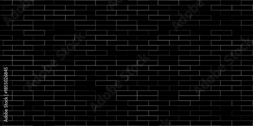 Seamless Abstract Brick Wall Texture in Black and White Vector Illustration Style for Architectural and Graphic Design Use.