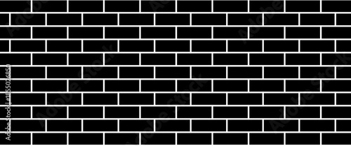 Seamless Abstract Brick Wall Texture in Black and White Vector Illustration Style for Architectural and Graphic Design Use.