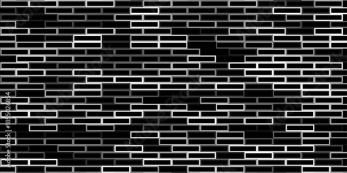 Seamless Abstract Brick Wall Texture in Black and White Vector Illustration Style for Architectural and Graphic Design Use.
