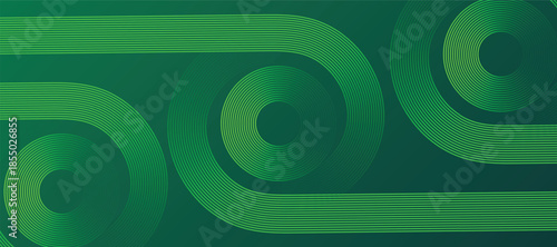 Abstract glowing lines on green background. Geometric stripe line art design. Modern green lines pattern. Background with Wave Rainbow Ribbons