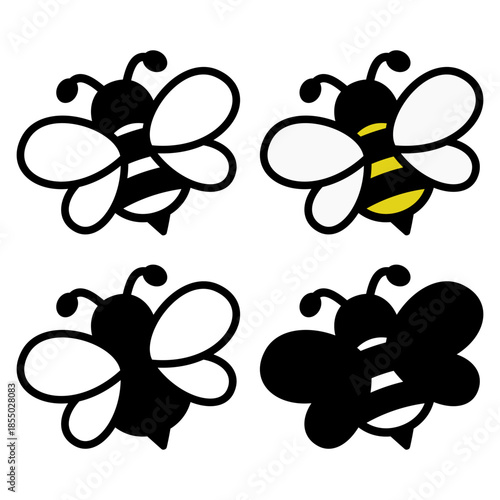 Bee icon. Bumblebee pictogram. Honey bee vector illustration. Honeycomb hive symbol. Insect sign.