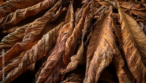 Close Up Of Dried Tobacco Leaves