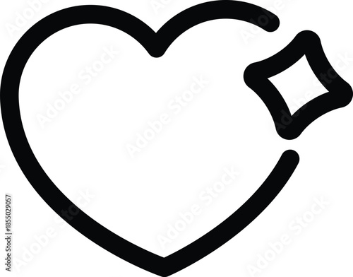 Shining heart icon with sparkle