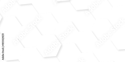 White abstract hexagonal hexagon modern technology. paper creative emboss light honeycomb polygonal web. geometric science and mosaic tile with template texture background.