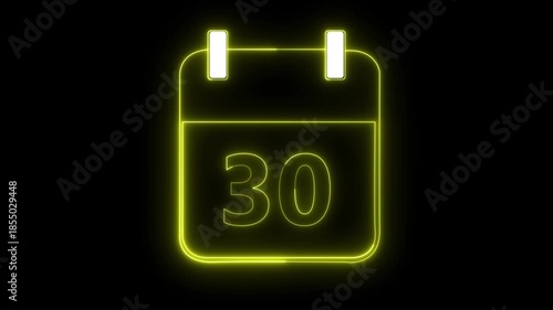 Minimal neon calendar icon deadline date animation. Neon line calendar icon animation for date reminder and schedule.
