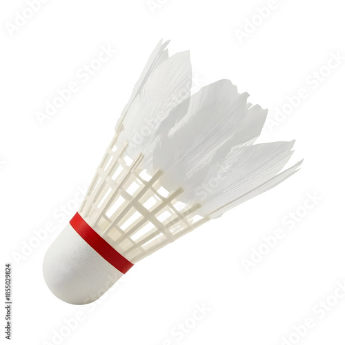Professional White Badminton Shuttlecock with Red Band Isolated Transparent PNG