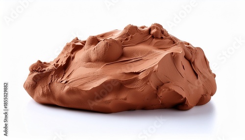 Natural Clay Piece Isolated On White Background Wet Clay Material For Sculpting Or Modeling