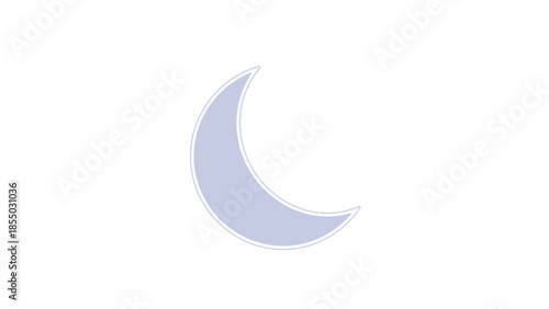 Crescent moon icon on a white background with a subtle outline of a darker shade