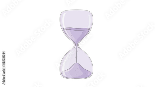 Hourglass with flowing purple sand symbolizing the passage of time and its ephemeral nature