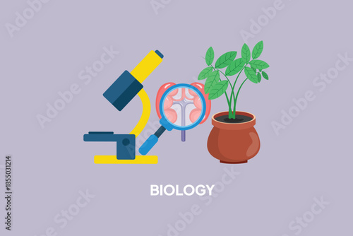 School subject biology. School Subject Concept. Colored flat vector illustration isolated