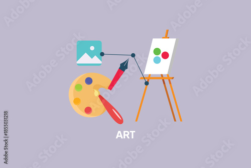School subject art. School Subject Concept. Colored flat vector illustration isolated