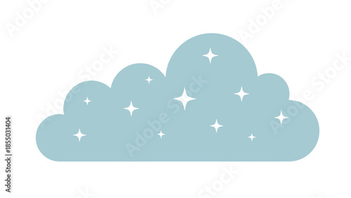 Light blue cloud with sparkling stars, a beautiful icon representing dreams and night skies for graphic design projects and children's themes