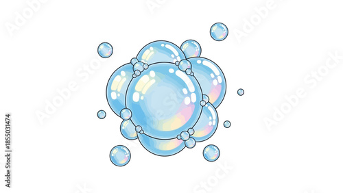 A captivating cluster of vibrant, iridescent blue soap bubbles, playfully arranged and reflecting light, ideal for design projects