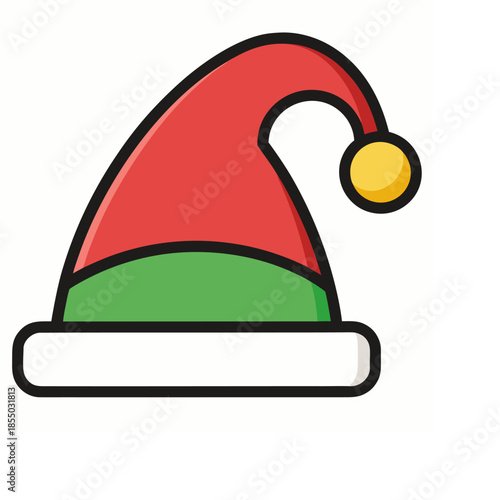 Red santa claus hat flat icon 10